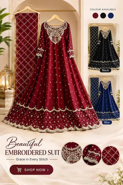 Heavy Embroidered Maxi Dress for Women