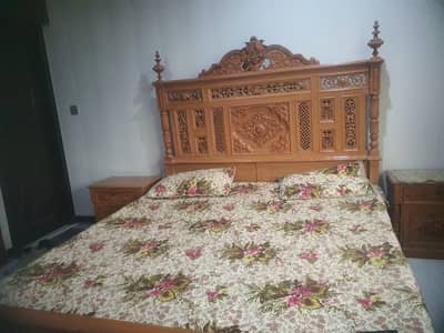 chinioti bed along with mattress, dressing table and side tables.