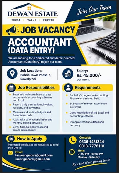 Accountant ( Data Entry - Book Keeper)
