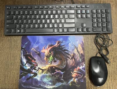 Dell Keyboard + Dell Mouse + Gaming Printed Mousepad Combo