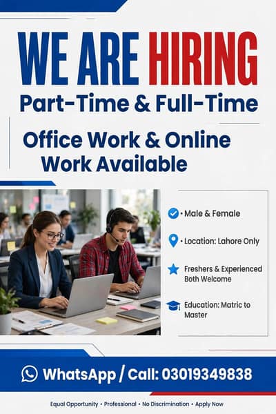 ONLINE WORK AND PART-TIME WORK AVAILABLE FOR MALE AND FEMALE