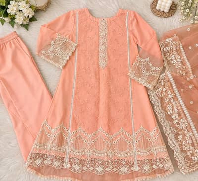 3 Piece Embroidered fancy suit stitched