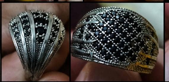 Beautiful 925 Silver Ring with Black Stones