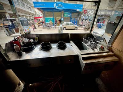 Fryer with three stove steel counter &  Table bench set Exclusive