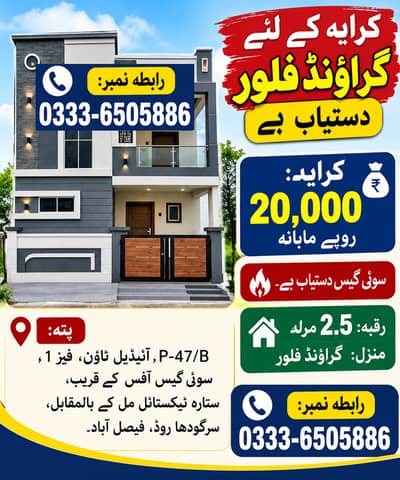 House Portion Ground Floor Rent For Family in Faisalabad