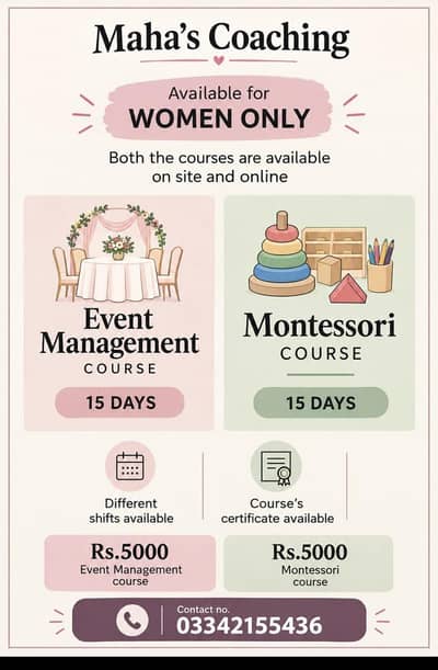 Event Management course/ Montessori course