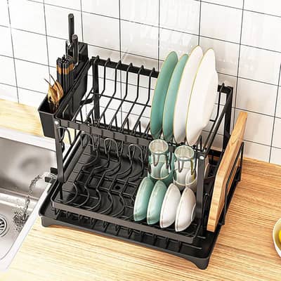 *2 Layer Rust Proof Dish Drying Rack (Imported)*   *Rs. 4200/-*