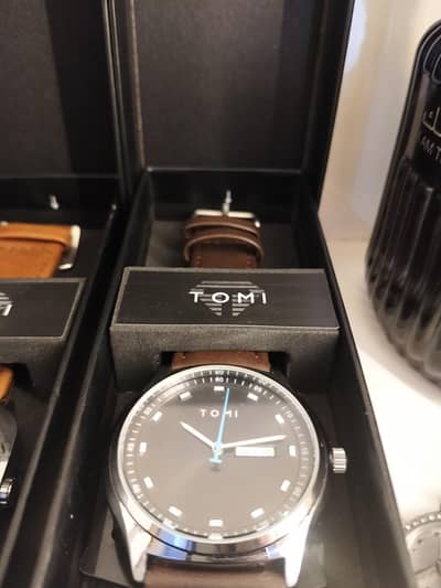 TOMI Men's Leather Watch | Brand New | Black Dial