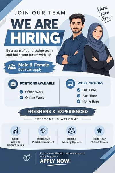 We are Hiring male and female staff for online and office work