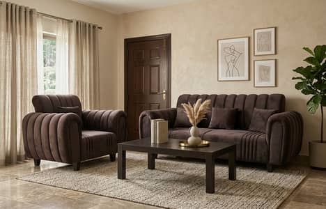 Brand New Designer Sofa Set – 6 Seater – 3+2+1 – Velvet – Solid Wood