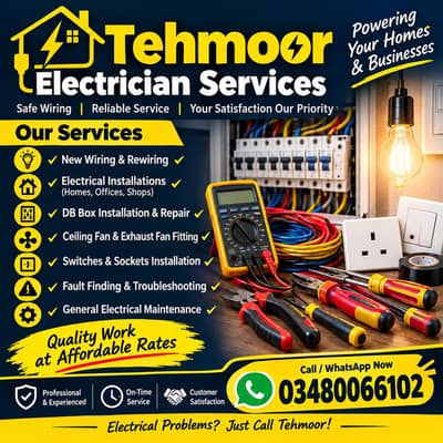 Electrician Services , House wiring services, UPS Wiring, Solar Wiring