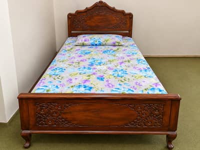 Pure Wooden Carved Bed | Single Bed | Antique Design