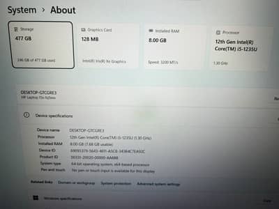Laptop -HP 15s Fq5 12th GEN Intel(R) Core i5 1235U, 1300MHZ, 10 Core(s