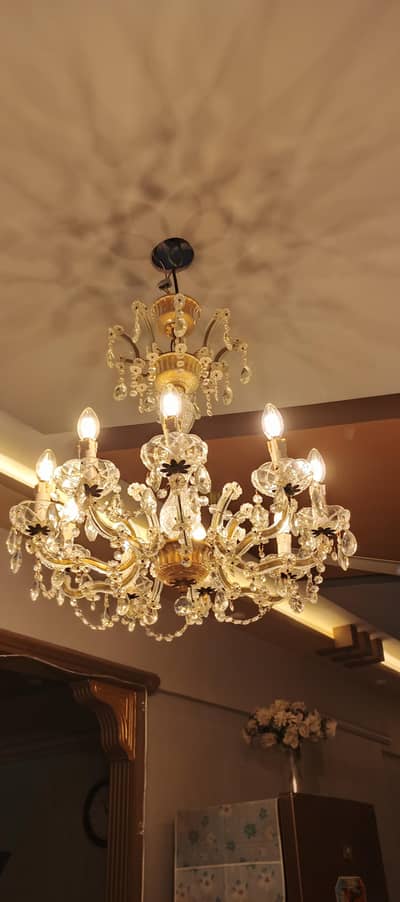 Crystal chandelier 3 wall light condition used like new