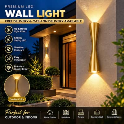 Premium Golden LED Wall Light Up & Down Beam