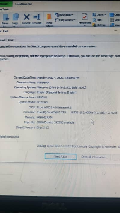 lenovo thinkpad edge i3 4 gb ram (no display and battery)