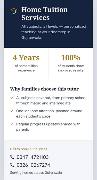 home tutor at you door step