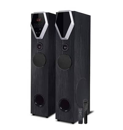 ENKOR M1105 Tower Speakers 100W RMS – Bluetooth/USB/FM – Remote & Mic