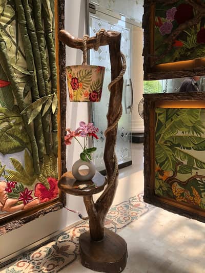 Handmade Natural Wooden Floor Lamp