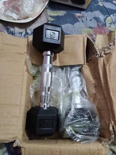 New 5 LB Rubber Hex Dumbbell – Gym Fitness