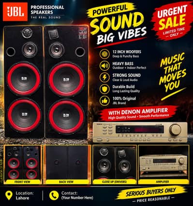 JBL 12 Inch Speakers /Denon AVC-1500 Amplifier/Complete Sound System