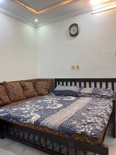 Solid Wood L-Shape Sofa Comebed (6x8 Feet)