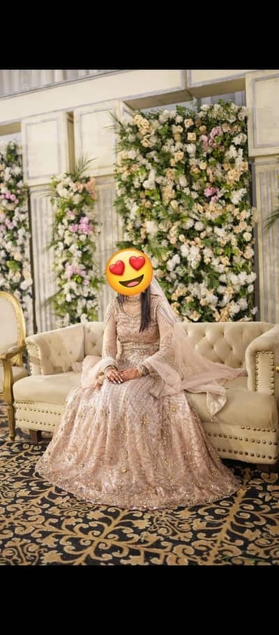 Elegant champagne bridal lehenga with heavy sequins work
