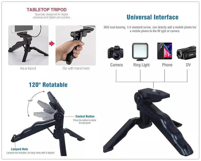 vlogging camera stand with light with light remote control 4