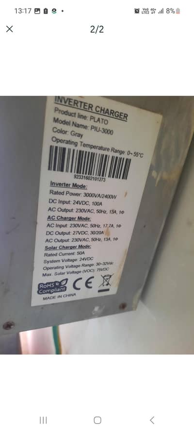 3000VA/2400W DC INPUT;24VDC 100A