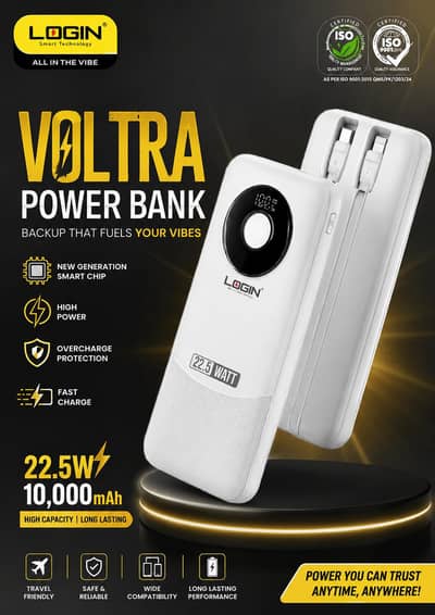 LOGIN VOLTRA POWER BANK – 22.5W | 10,000mAh with free