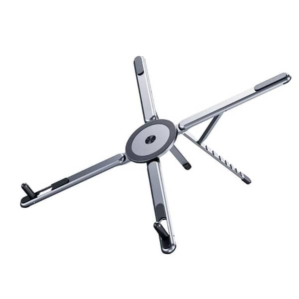 SX-L01 4-in-1 Magnetic Foldable Laptop Stand & Mobile Phone Holder | Aluminum Alloy Adjustable Phone Tablet Laptop Holder | Portable Ergonomic Desk Stand & Setup for Travel & Remote Work