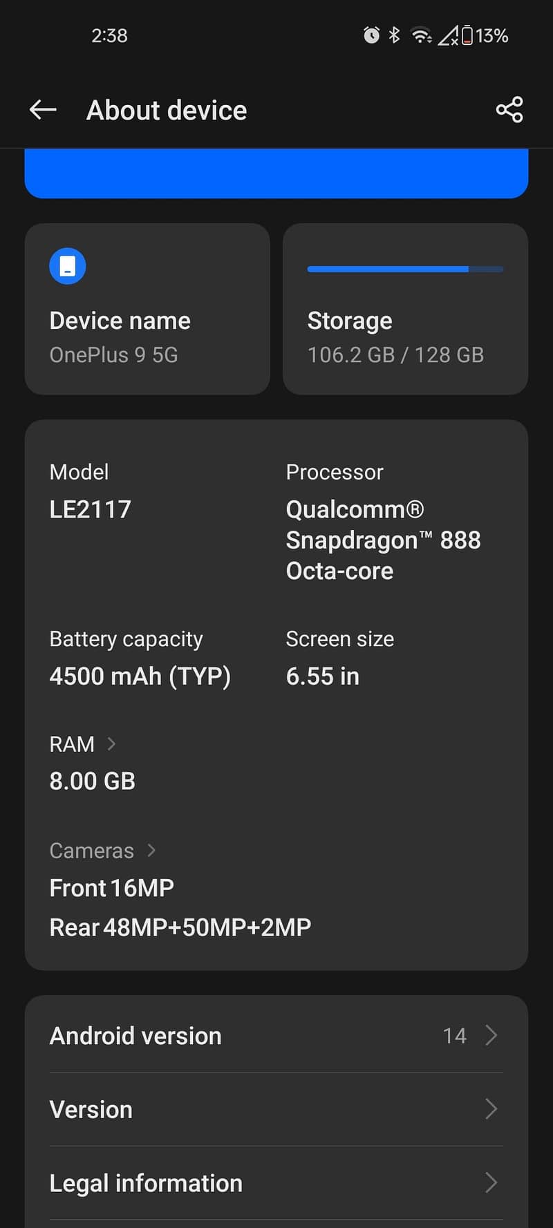 One Plus 9 6)128\ 6