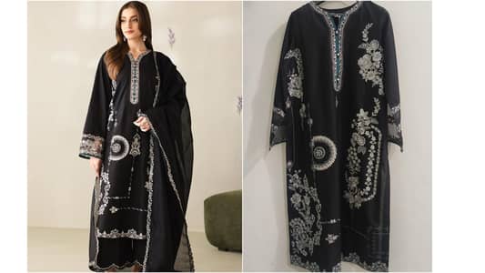 Baroque 3 piece embroidered suit black new tagged