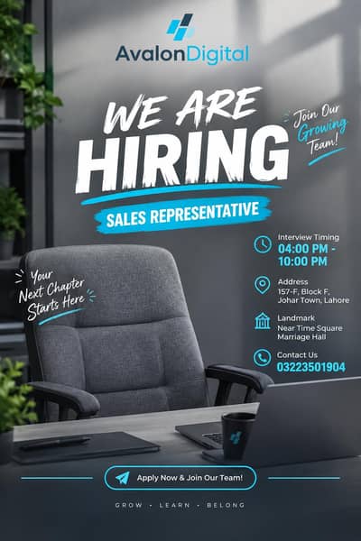 Sales Representative Required – AvalonDigital | Lahore