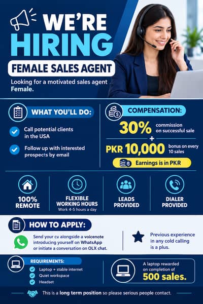 SALES AGENT FEMALE (Remote) work from home