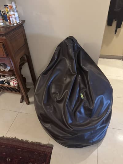Black Leather Bean Bag