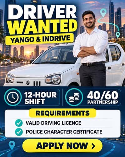 NEED DRIVER FOR 12 HOURS INDRIVE / YANGO