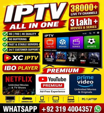 ​Sabse Sasta Aur Best IPTV Server Pakistan | 38,000 Channels & Movies