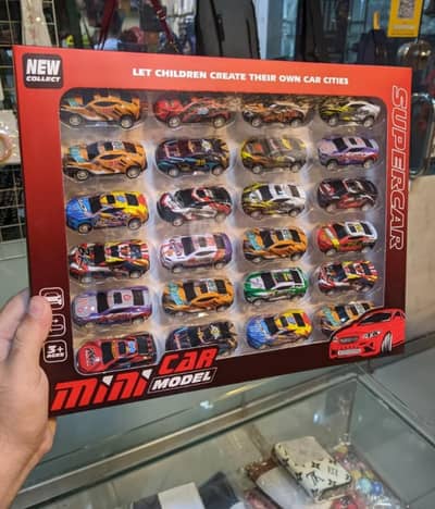 1 Box 24-Piece Mini Tin Metal Racing Car Set