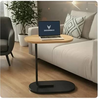 C-Shape Laptop & Coffee Table | Premium Wooden Top | Strong Metal