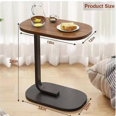 C-Shape Laptop & Coffee Table | Premium Wooden Top | Strong Metal