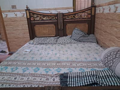 Wooden Double Bed with Dressing for Sale