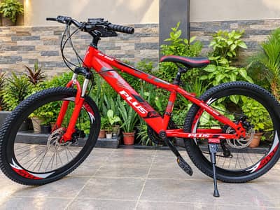 Red PLUS Mountain Bike 24" with Gears, Shocks