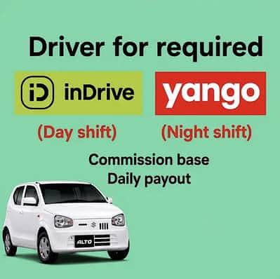 Indrive yango k liye drivers ki zaroorat