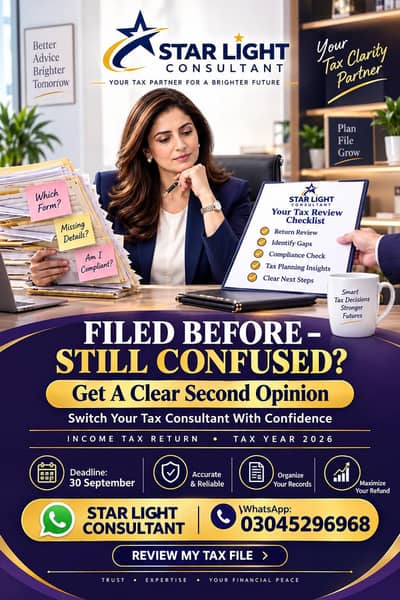 TAX CONSULTANT SERVICE , FILER,NTN, INCOME TAX RETURN, SALES TAX