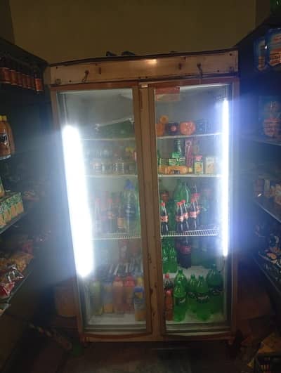 Double Door Commercial Glass Display Chiller / Refrigerator for Sale