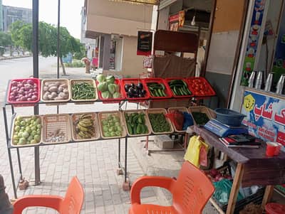 Complete Sabzi Setup For Sale - Iron Stand, Baskets & Digital Scale