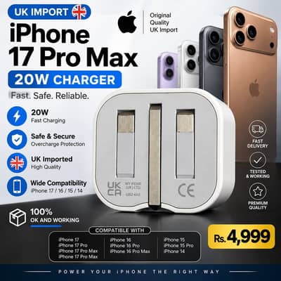 Iphone 17 pro max charger, UK original Charger, Iphone 17, 16, 15, 14