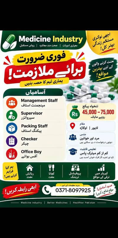 urgent hiring for both male and female
