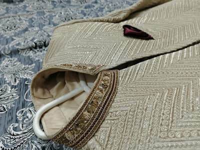 Groom Designer sherwani in Champagne Golden color